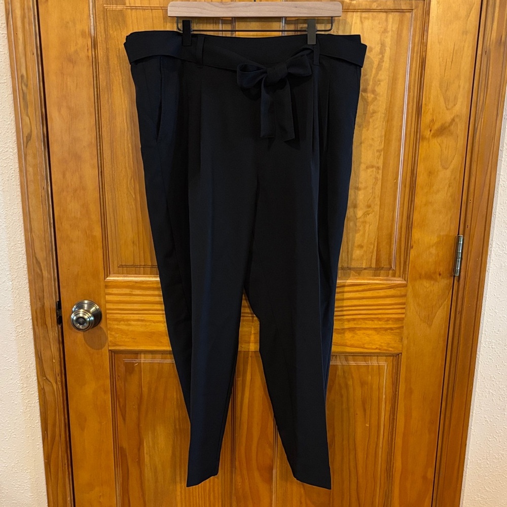 LOFT Black Paperbag Waist Tie Trousers